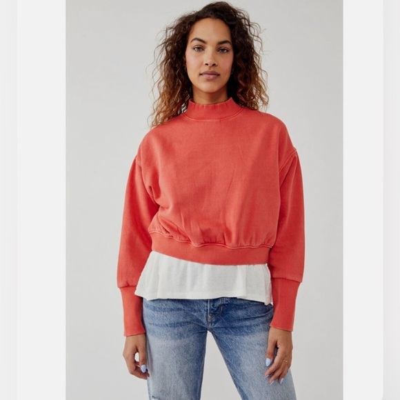 Free People We the Free Nikki Oversized Crewneck Sweatshirt Size Small - Picture 1 of 12